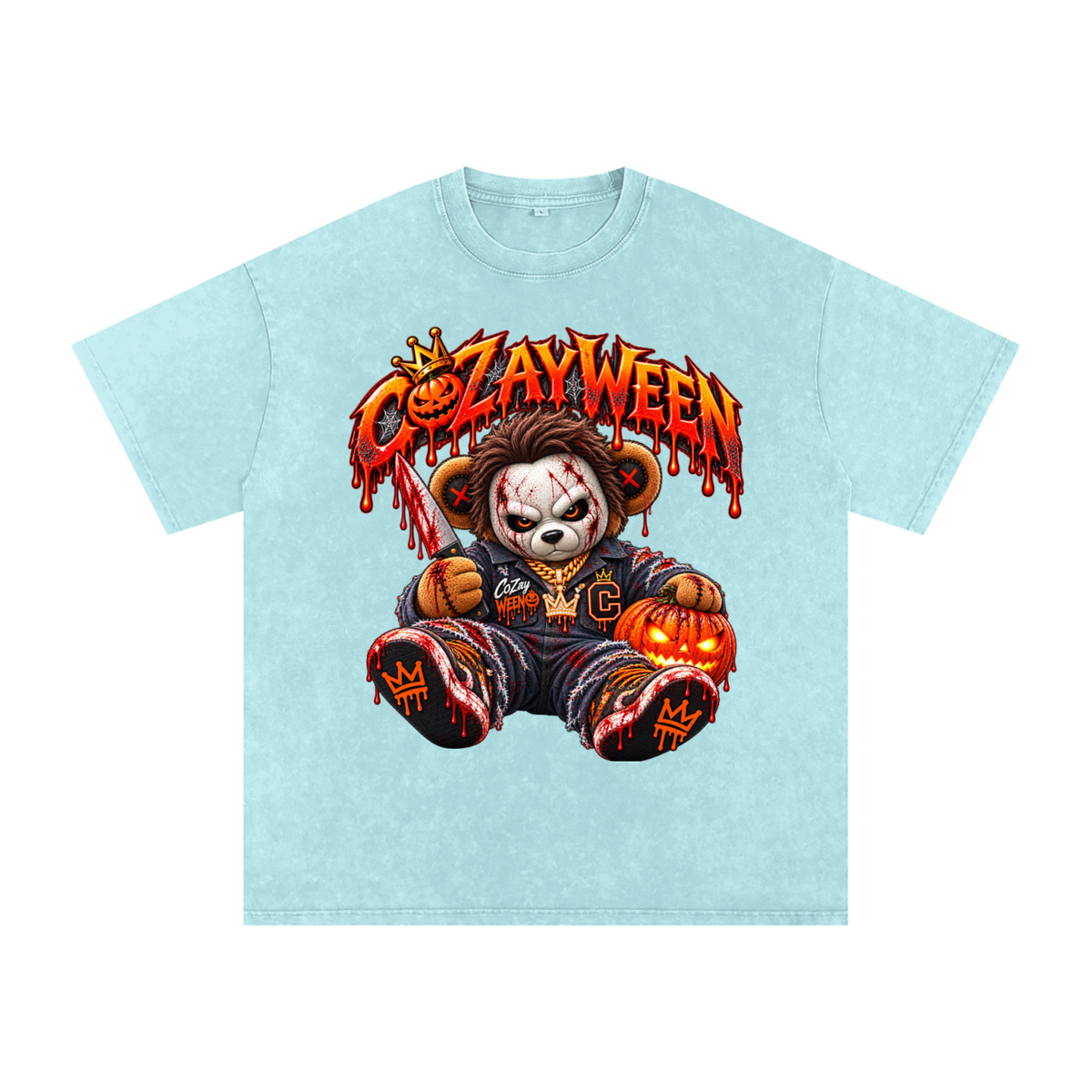 CoZayWeen Michael Myers Snow Washed Oversized Cotton T-Shirt