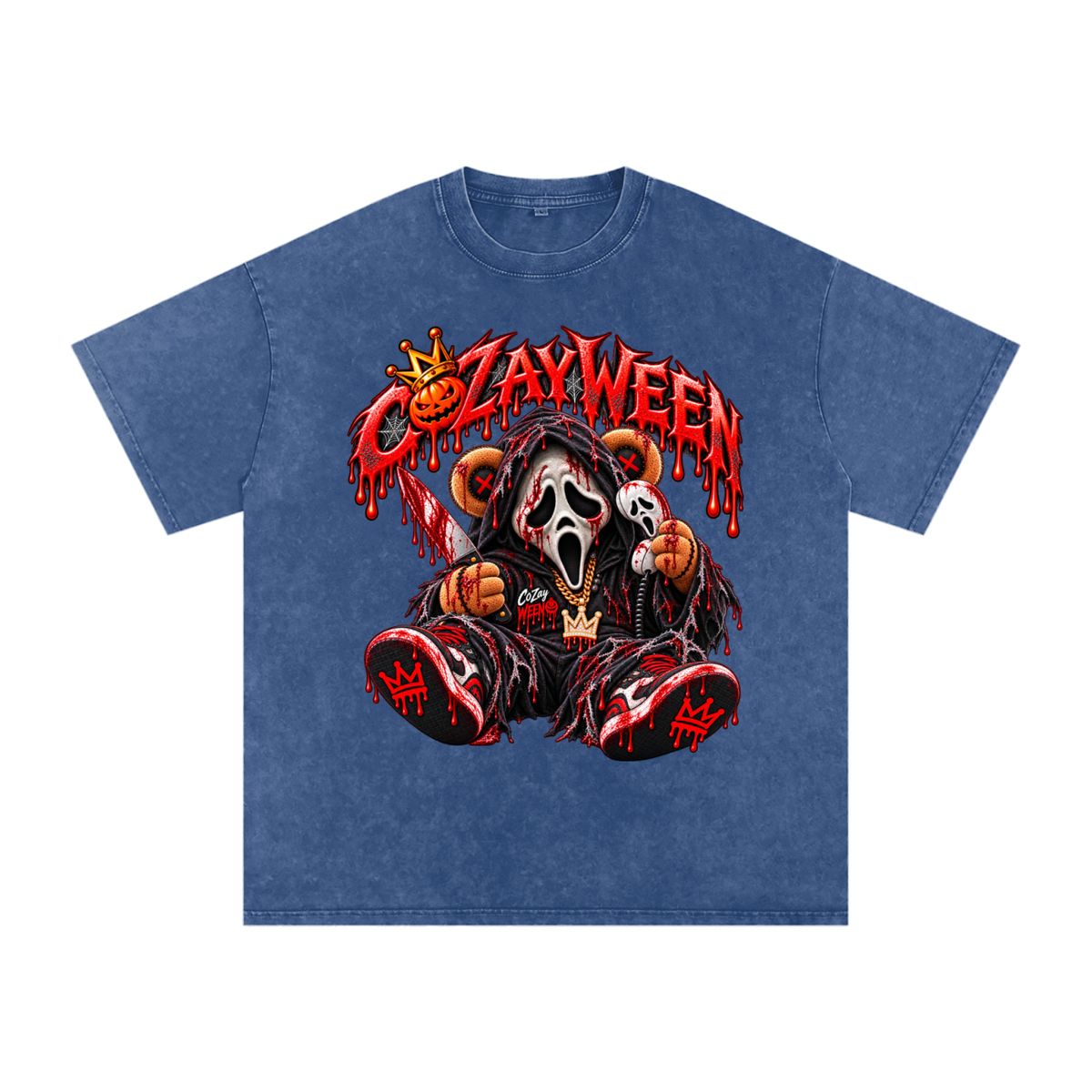 CoZayWeen Scream Snow Washed Oversized Cotton T-Shirt