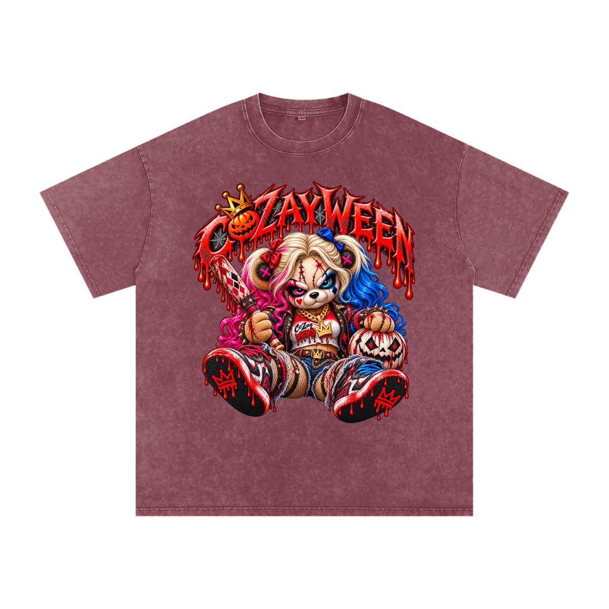 CoZayWeen Harley Snow Washed Oversized Cotton T-Shirt