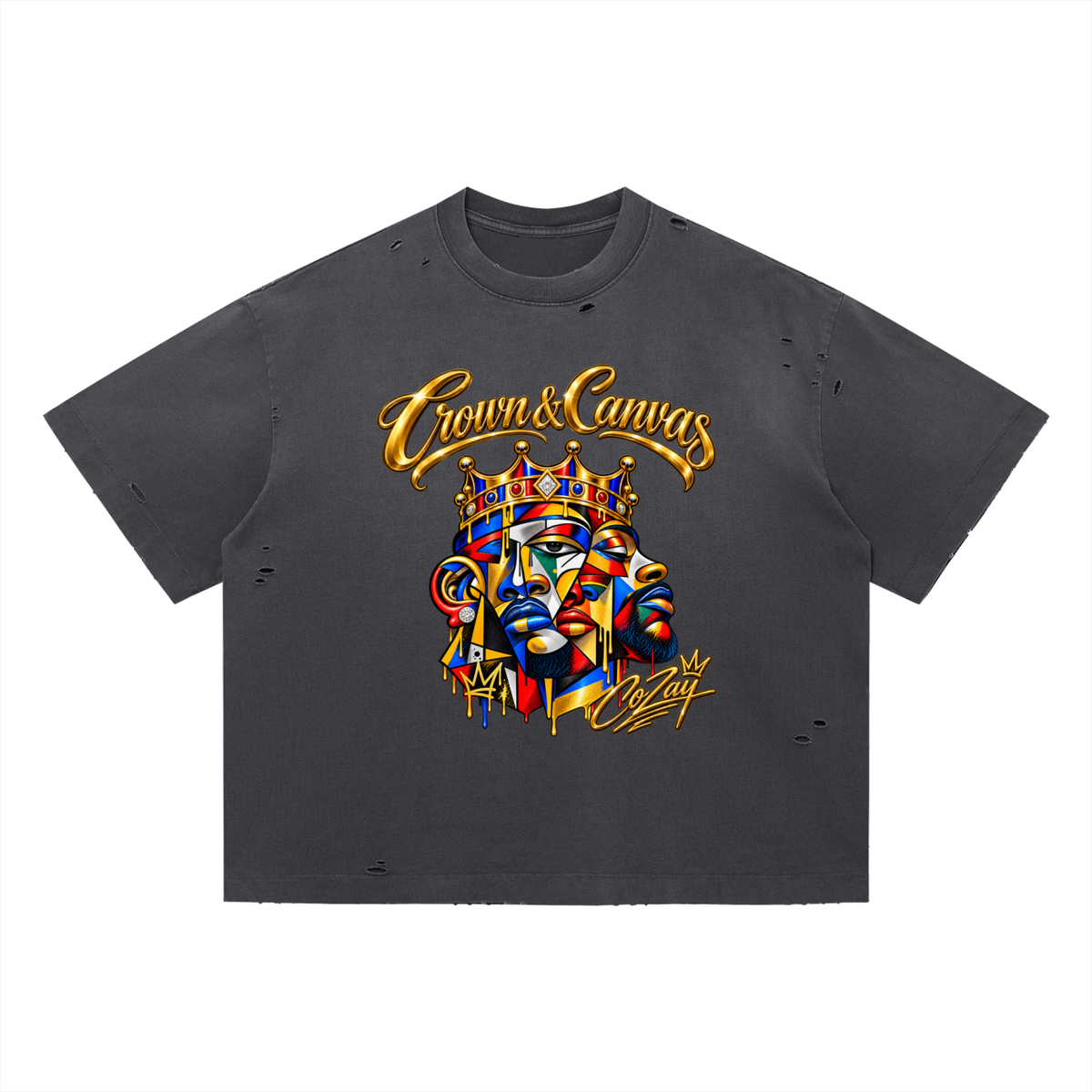 CoZay CC Vintage Washed Distressed Boxy Oversized T-Shirt