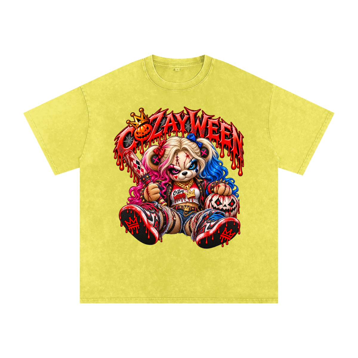 CoZayWeen Harley Snow Washed Oversized Cotton T-Shirt