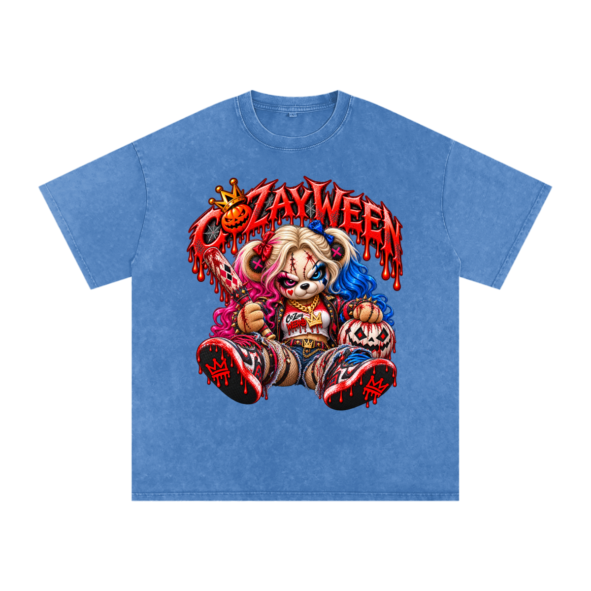 CoZayWeen Harley Snow Washed Oversized Cotton T-Shirt