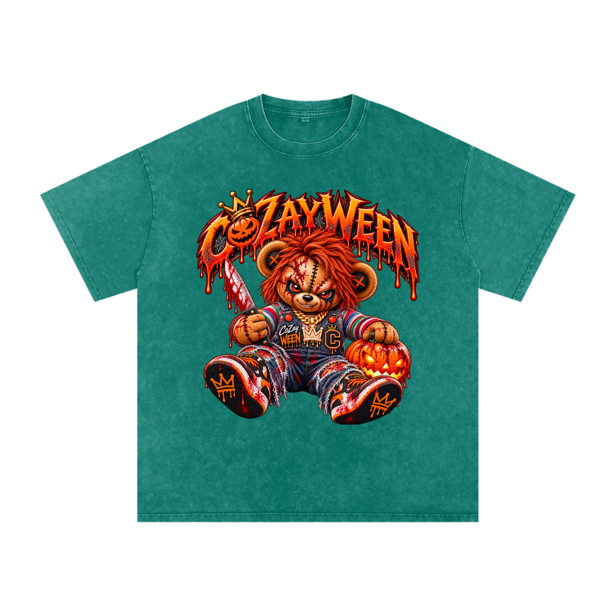 CoZayWeen Chucky Snow Washed Oversized Cotton T-Shirt