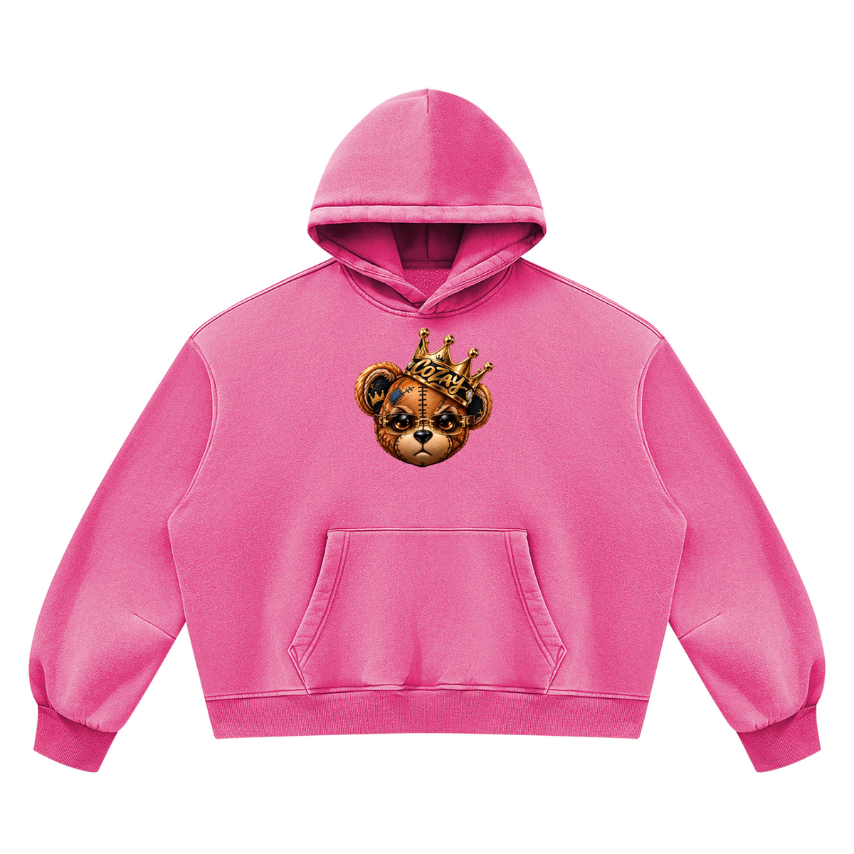 CoZay Original Cartier Bear Unisex Vintage Wash Boxy Fleece Hoodie