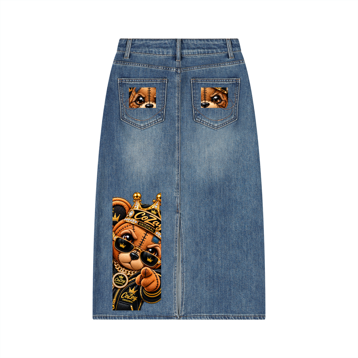 CoZay Original Bear ICU Women’s Vintage Wash Denim Skirt