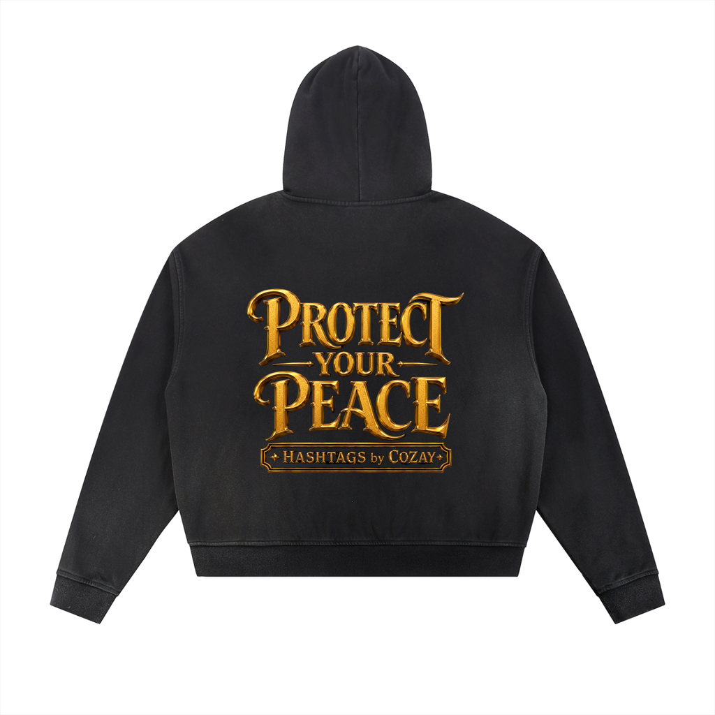 CoZay Signature Sun Fade Frayed Raw Edge Fleece Zip Hoodie