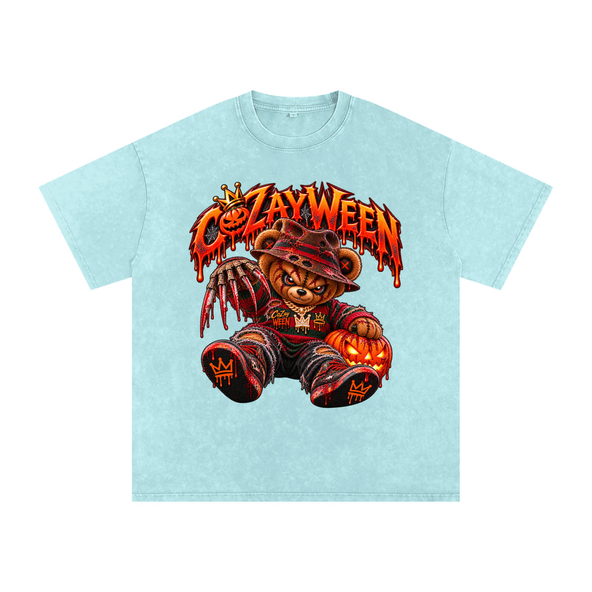 CoZayWeen Freddy Snow Washed Oversized Cotton T-Shirt