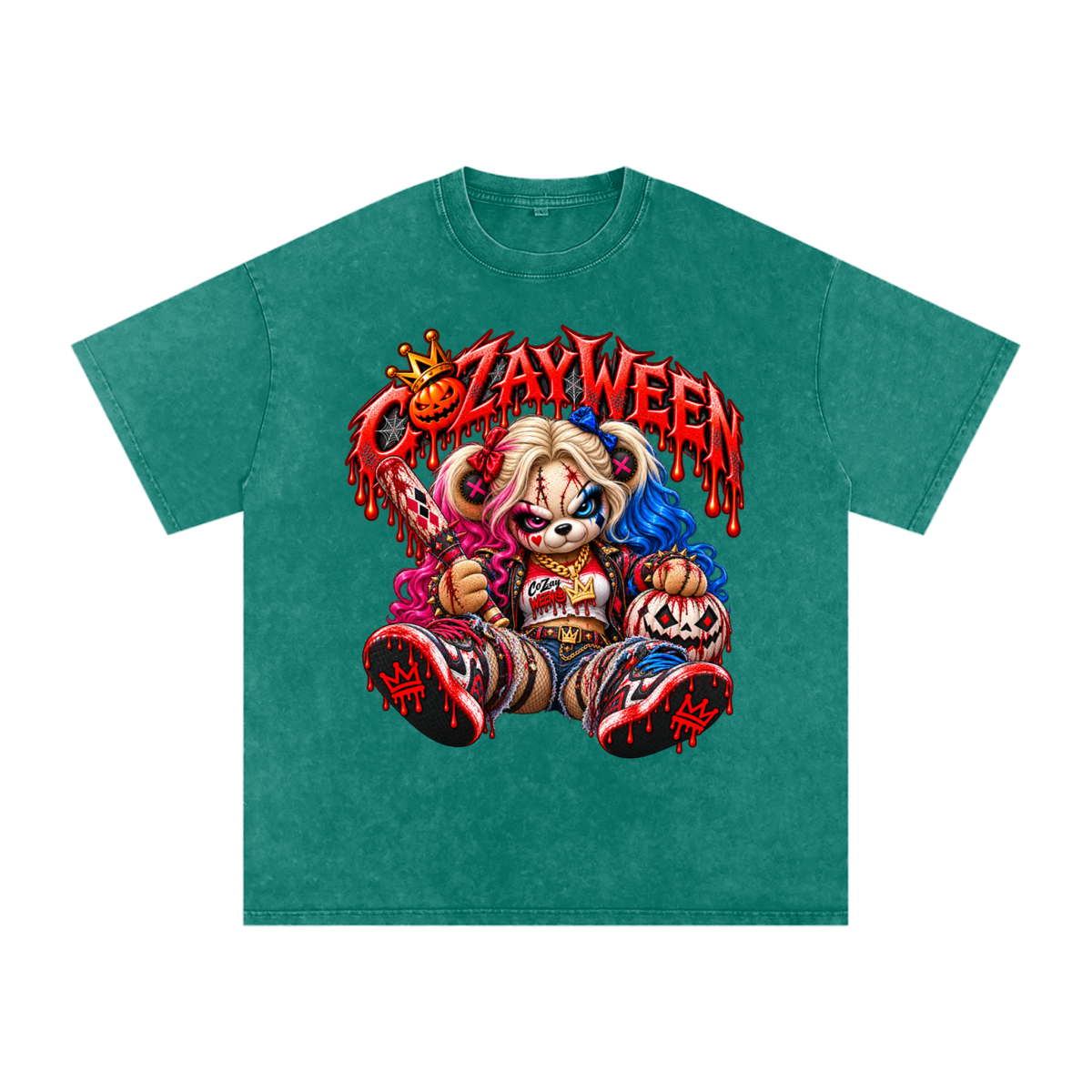 CoZayWeen Harley Snow Washed Oversized Cotton T-Shirt
