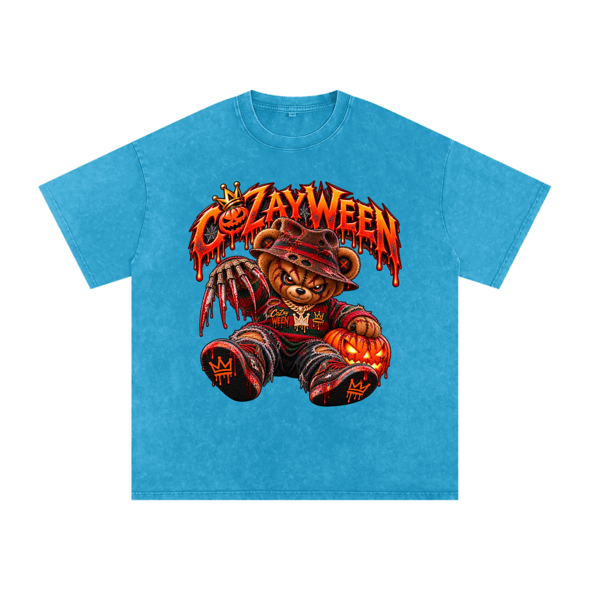 CoZayWeen Freddy Snow Washed Oversized Cotton T-Shirt