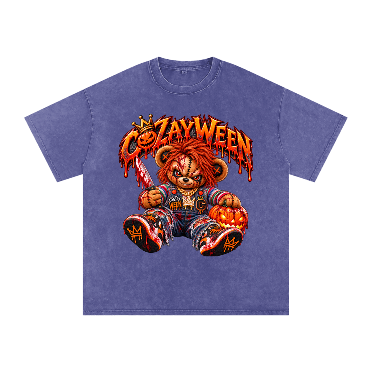 CoZayWeen Chucky Snow Washed Oversized Cotton T-Shirt