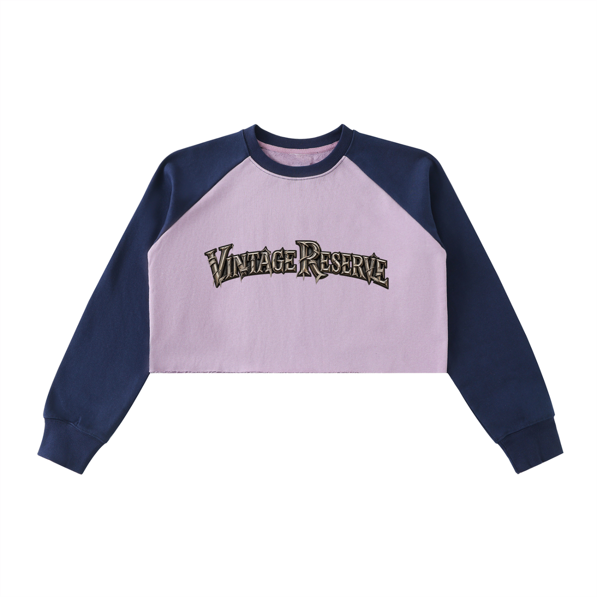 Raw-Hem Color-Block Raglan Crop Sweatshirt