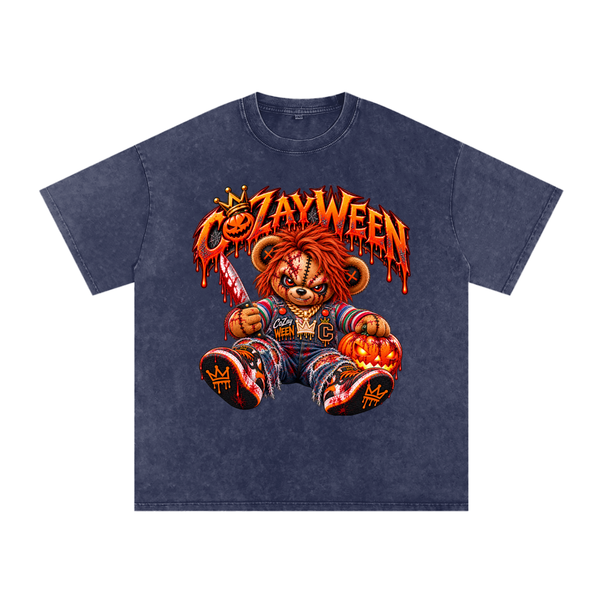 CoZayWeen Chucky Snow Washed Oversized Cotton T-Shirt