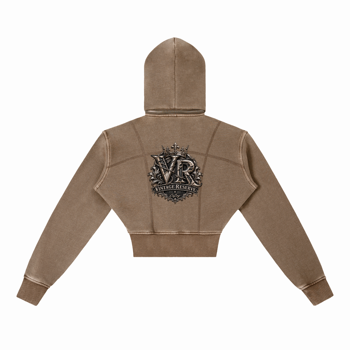 Vintage Washed Cropped Fleece Hoodie