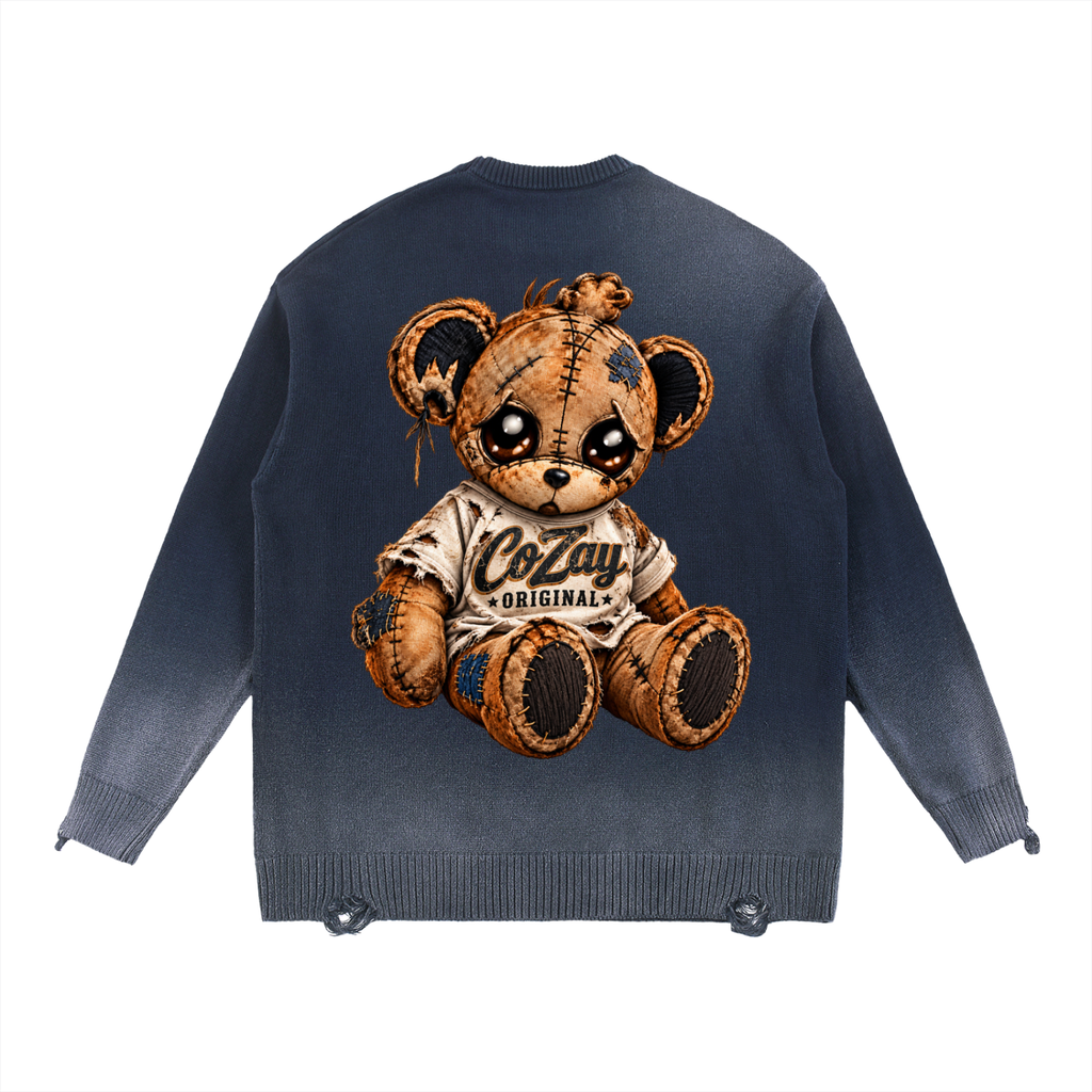 COZAY ORIGINAL Sun Fade Distressed Ripped Crewneck sweater