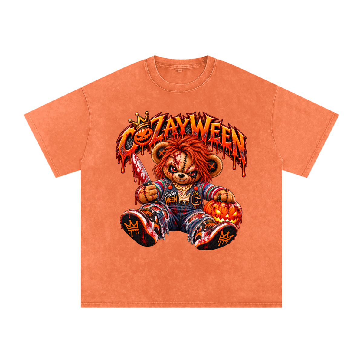CoZayWeen Chucky Snow Washed Oversized Cotton T-Shirt