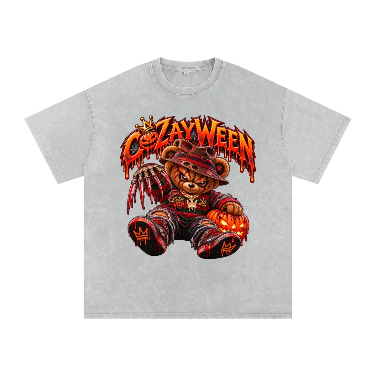 CoZayWeen Freddy Snow Washed Oversized Cotton T-Shirt