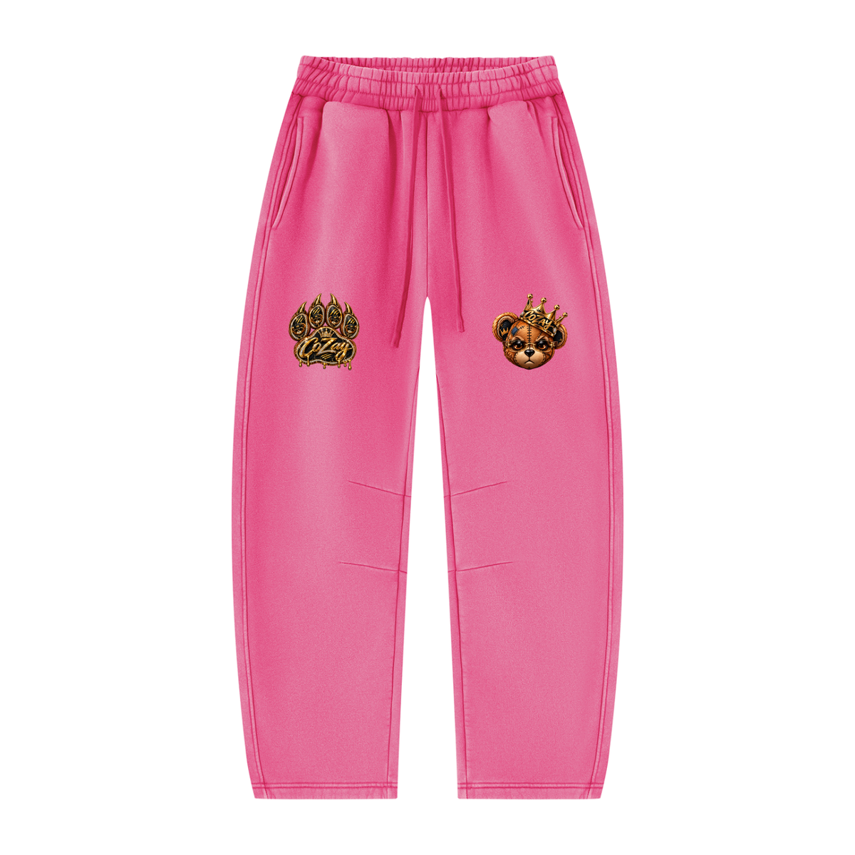CoZay Cartier Bear Unisex Vintage Wash Barrel Leg Fleece Sweatpants