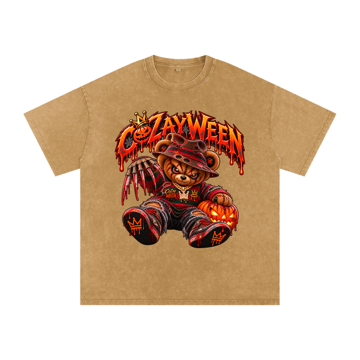 CoZayWeen Freddy Snow Washed Oversized Cotton T-Shirt