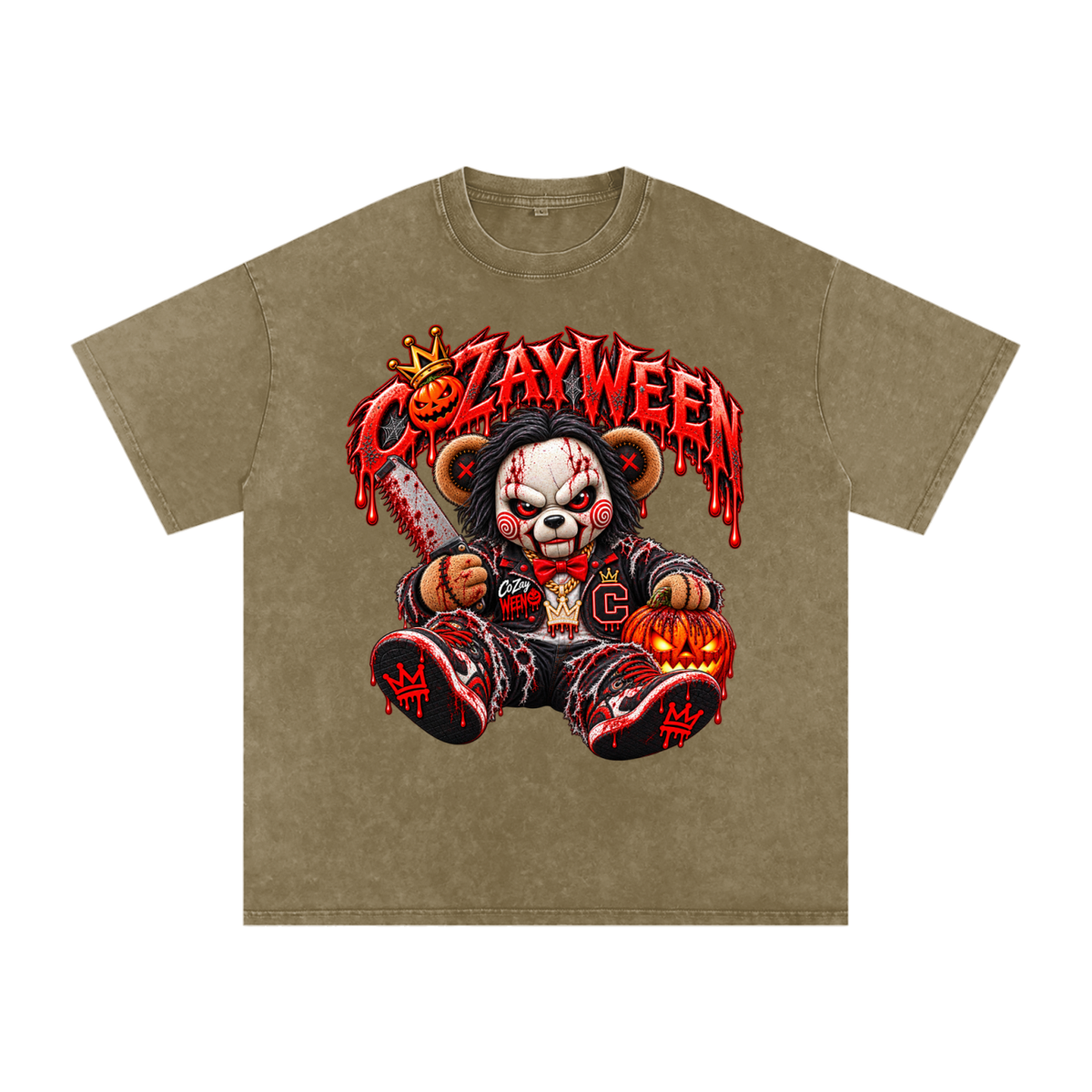 CoZayWeen Saw Snow Washed Oversized Cotton T-Shirt