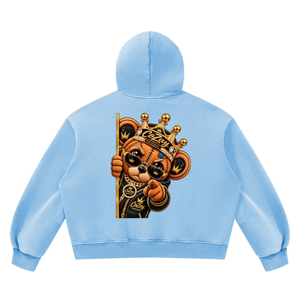 CoZay Original ICU Bear Unisex Vintage Wash Boxy Fleece Hoodie