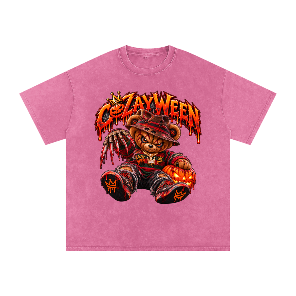 CoZayWeen Freddy Snow Washed Oversized Cotton T-Shirt