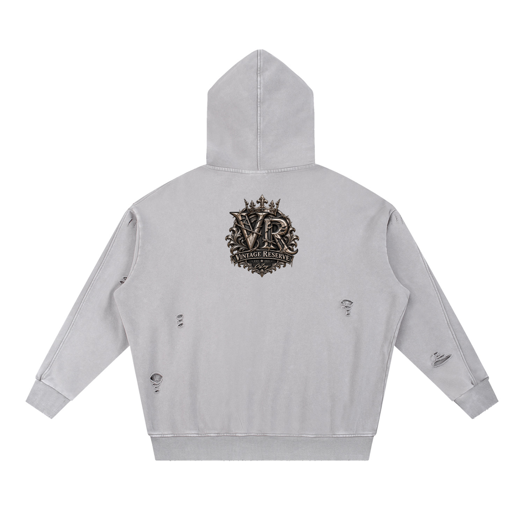 CoZay Vintage Reserve Snow Washed Distressed Panel Pocket Hoodie