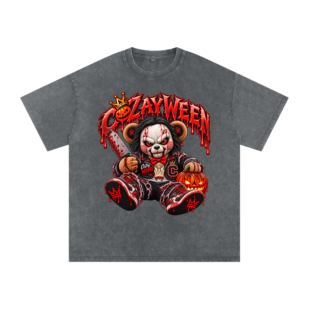 CoZayWeen Saw Snow Washed Oversized Cotton T-Shirt