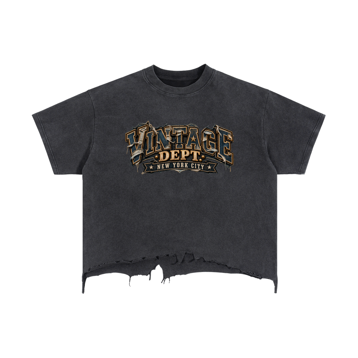 CoZay Original Men's Vintage Wash Boxy Distressed Hem T-Shirt