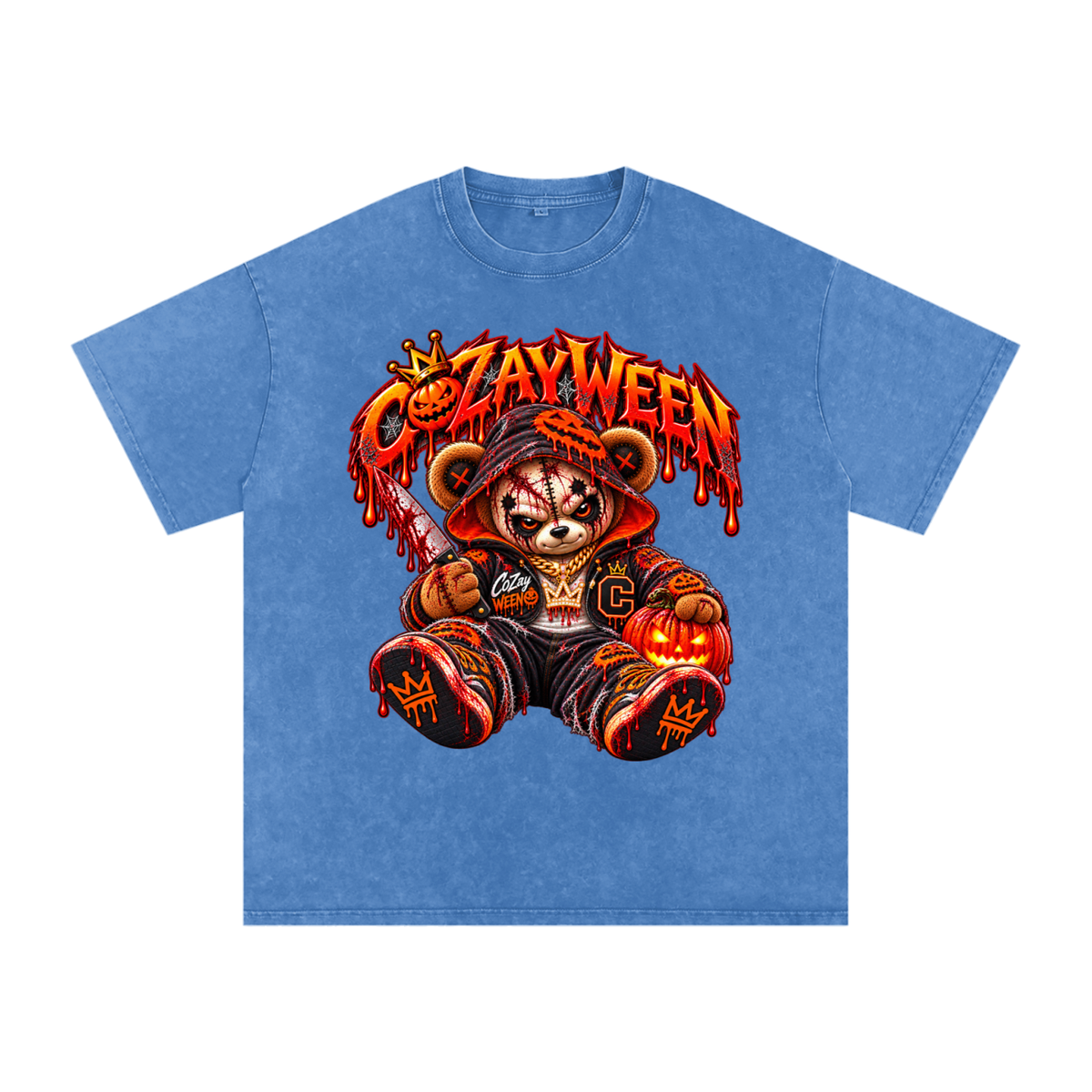 CoZayWeen Hoodie Snow Washed Oversized Cotton T-Shirt