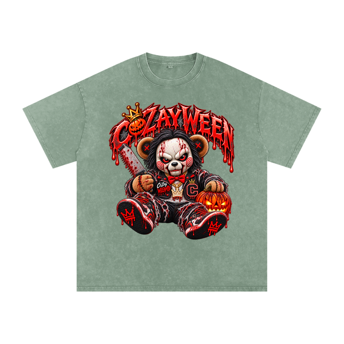 CoZayWeen Saw Snow Washed Oversized Cotton T-Shirt