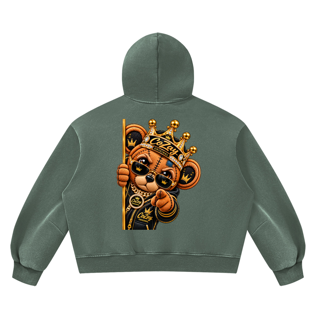 CoZay Original ICU Bear Unisex Vintage Wash Boxy Fleece Hoodie