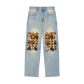 CoZay Original Cartier Bear Sun Fade Raw Hem Denim Jeans