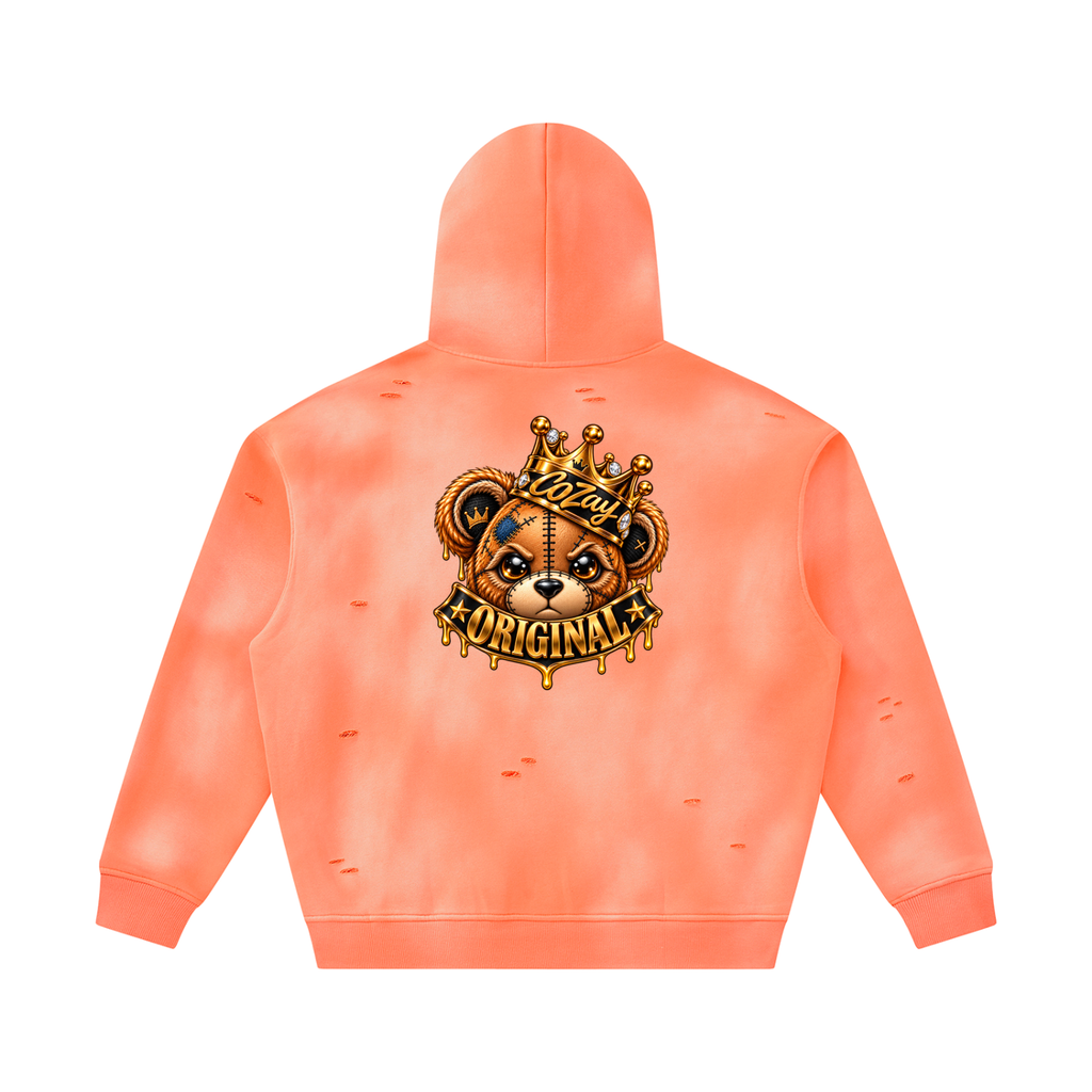 CoZay Original Bear Unisex Sunfade Frayed Fleece Hoodie