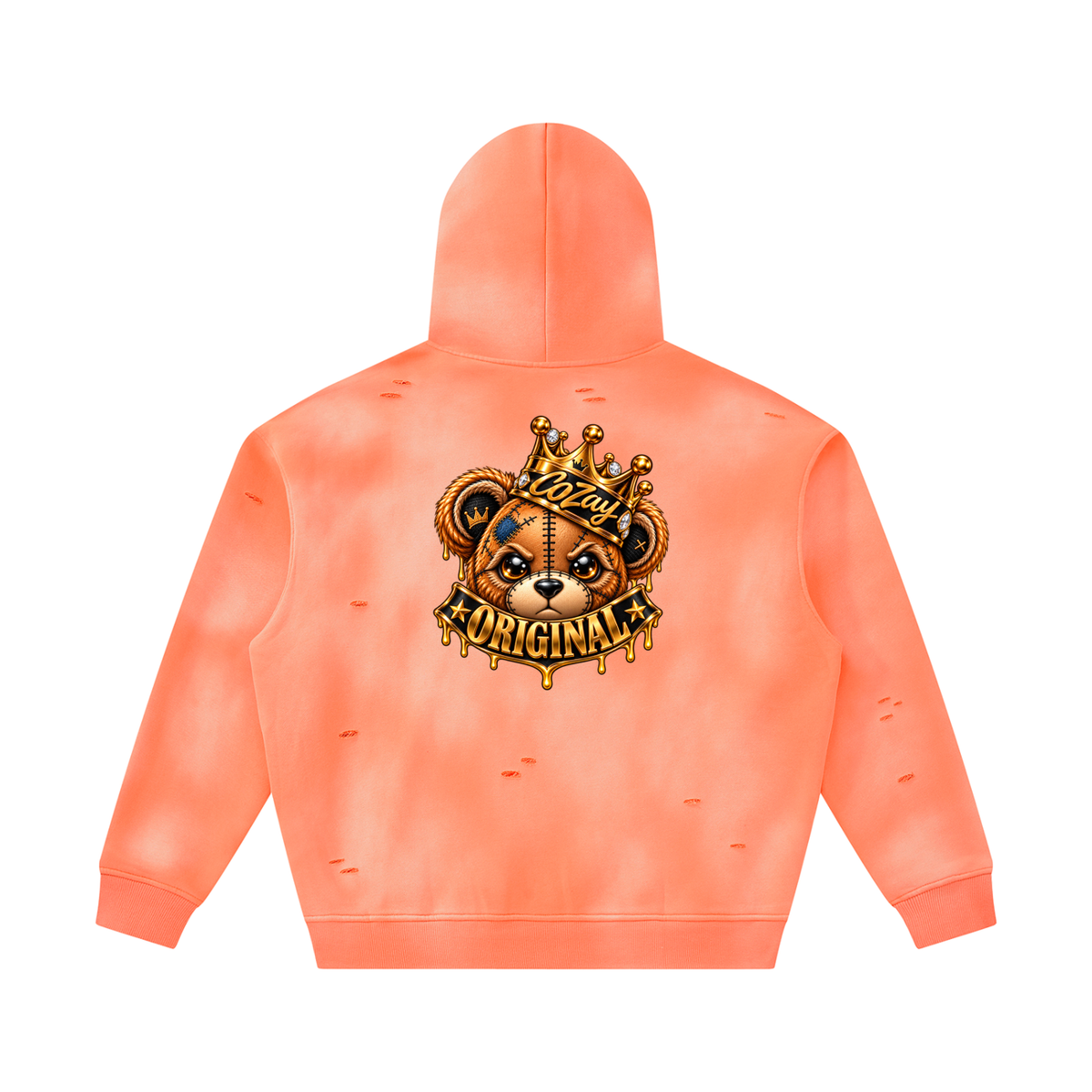 CoZay Original Bear Unisex Sunfade Frayed Fleece Hoodie