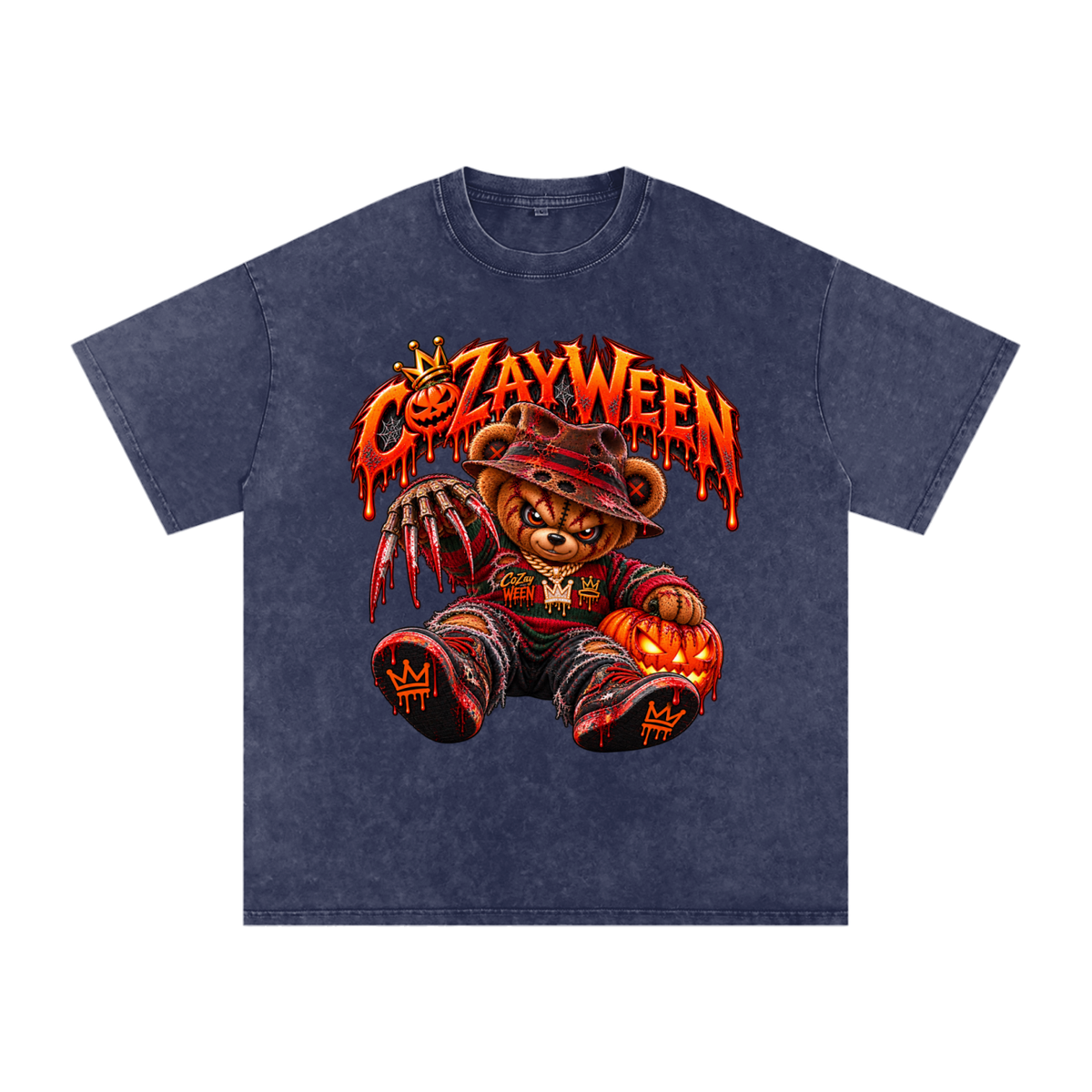 CoZayWeen Freddy Snow Washed Oversized Cotton T-Shirt