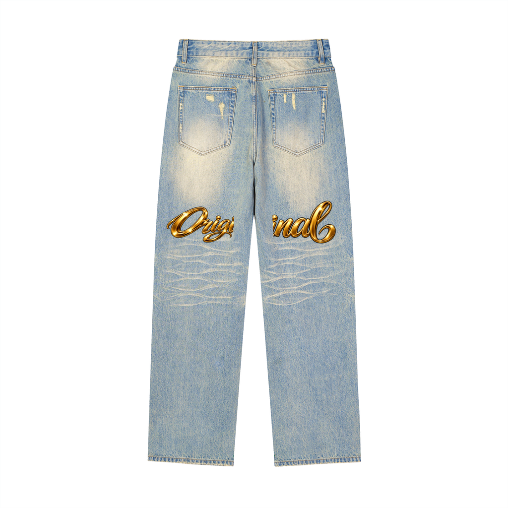 CoZay Original Basic Sun Fade Raw Hem Denim Jeans