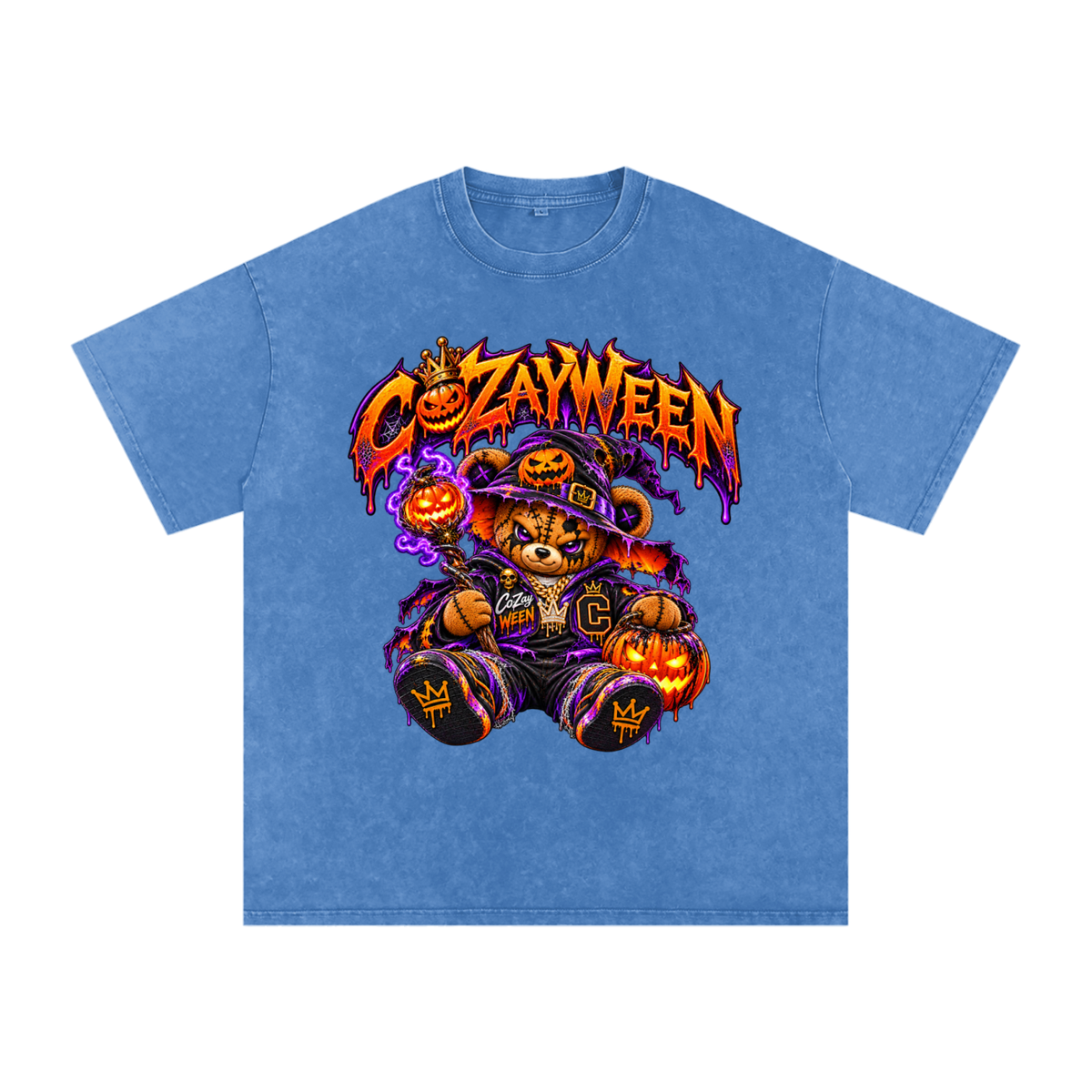CoZayWeen Witch Snow Washed Oversized Cotton T-Shirt