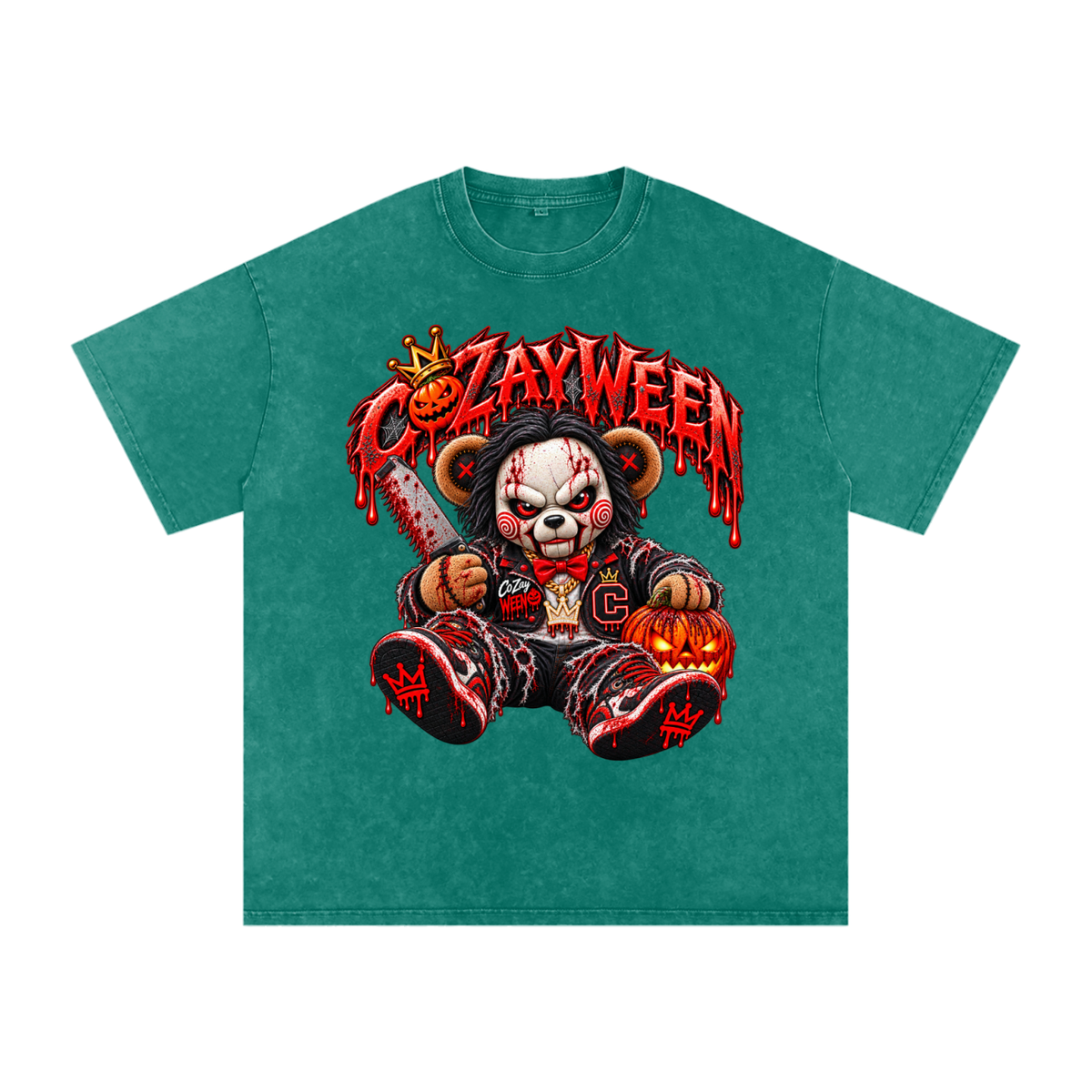 CoZayWeen Saw Snow Washed Oversized Cotton T-Shirt