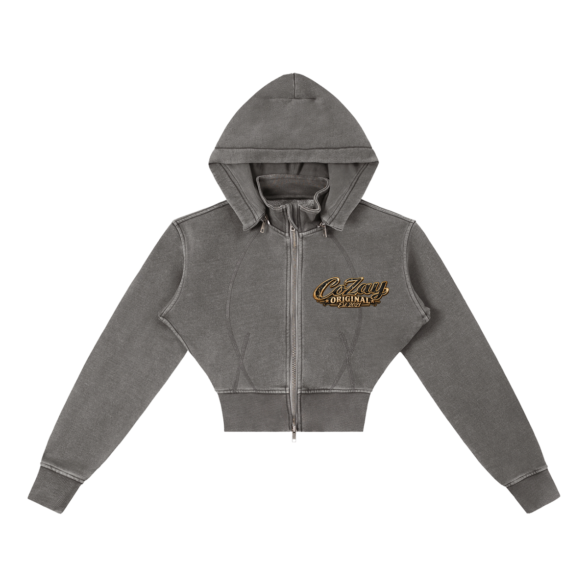 CoZay Original Vintage Washed Cropped Fleece Hoodie