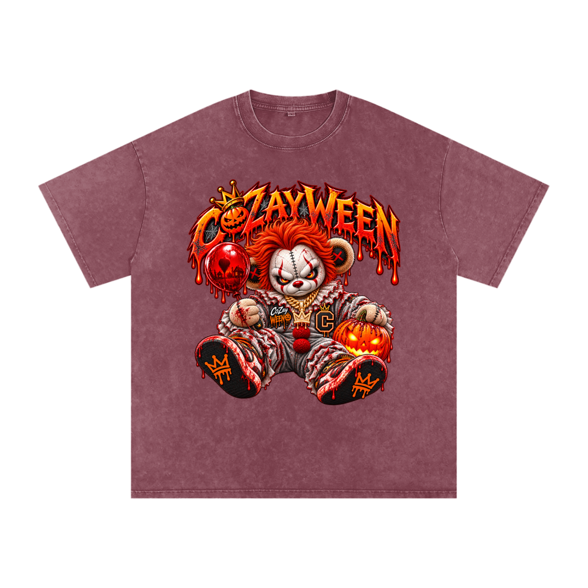 CoZayWeen Pennywise Snow Washed Oversized Cotton T-Shirt