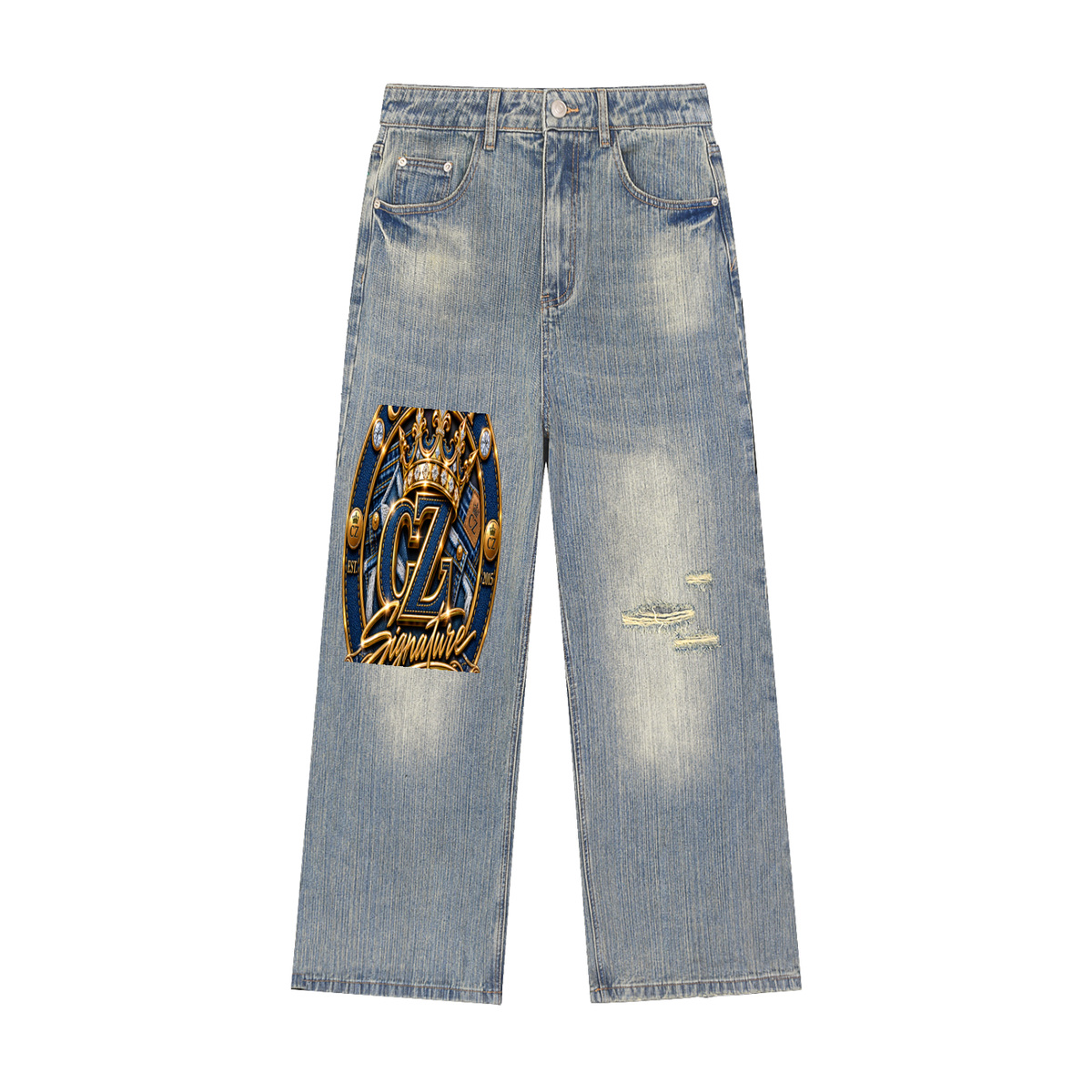 CoZay Signature Vintage Wash Distressed Denim Jeans