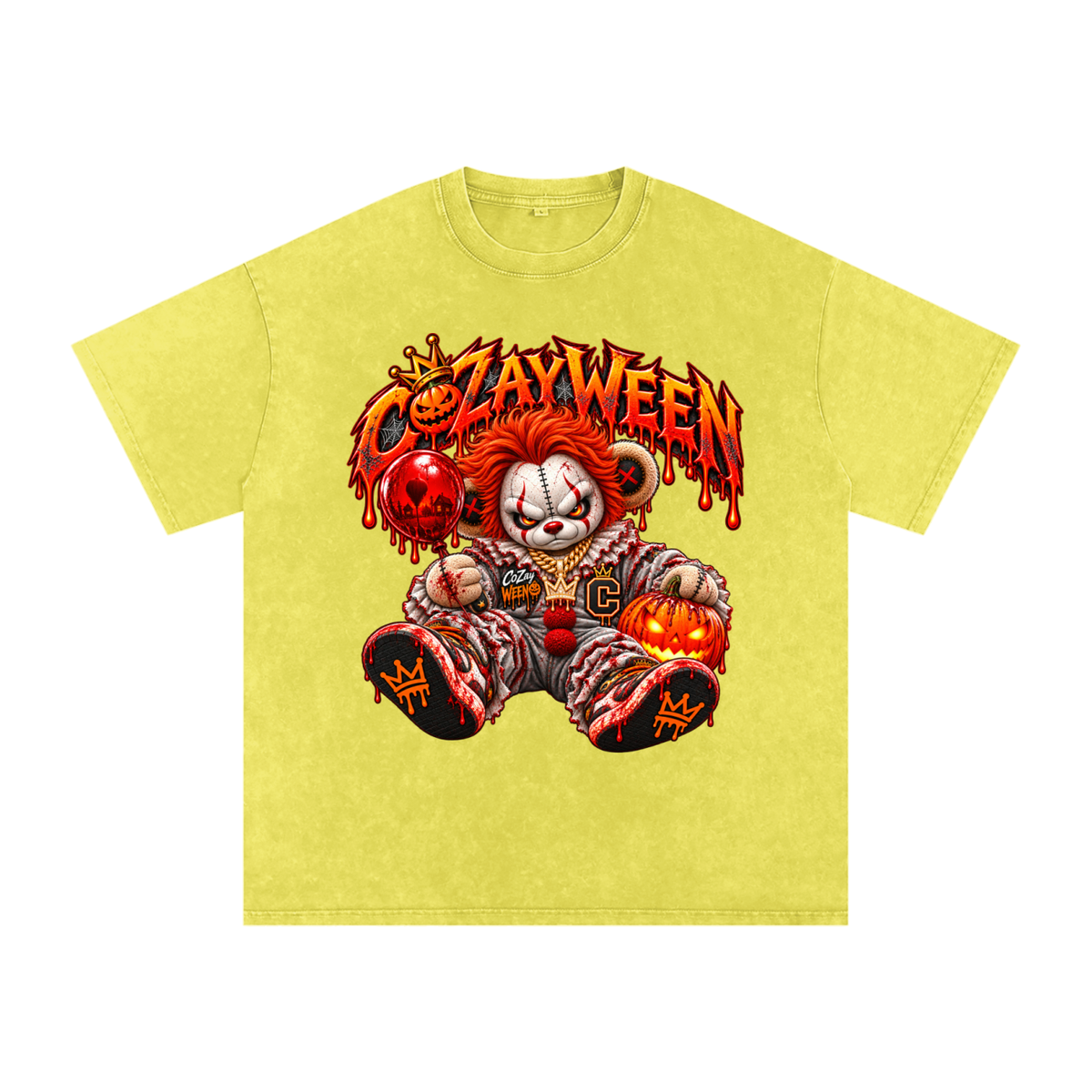 CoZayWeen Pennywise Snow Washed Oversized Cotton T-Shirt