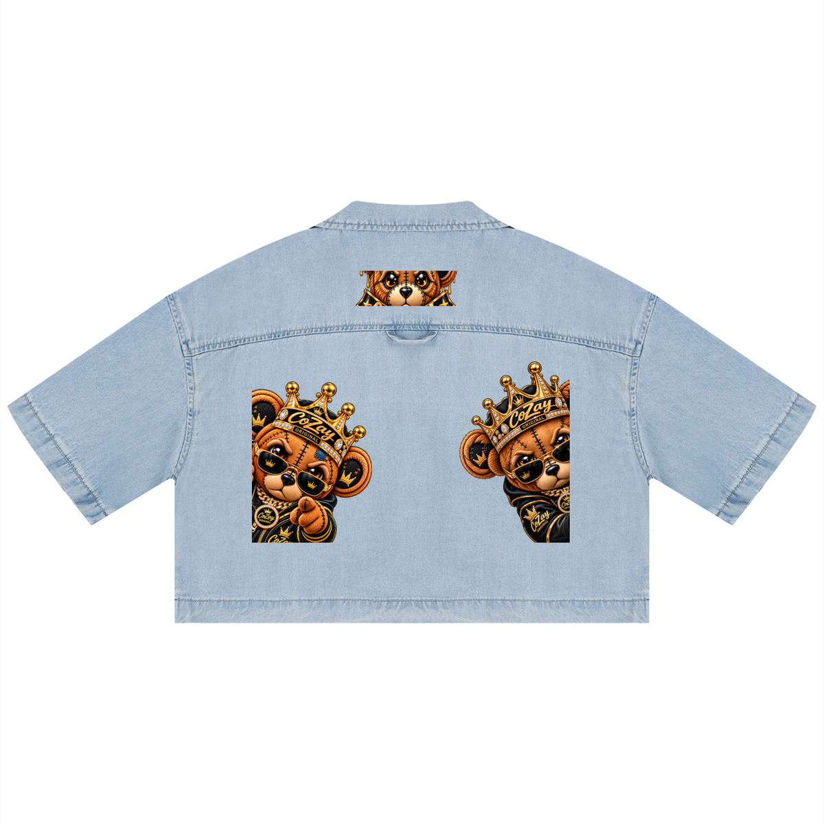 CoZay Original Bear Women's Vintage Wash Boxy Cropped Shirt