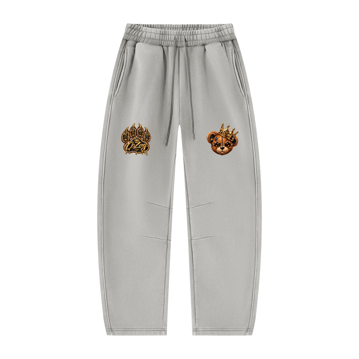 CoZay Cartier Bear Unisex Vintage Wash Barrel Leg Fleece Sweatpants