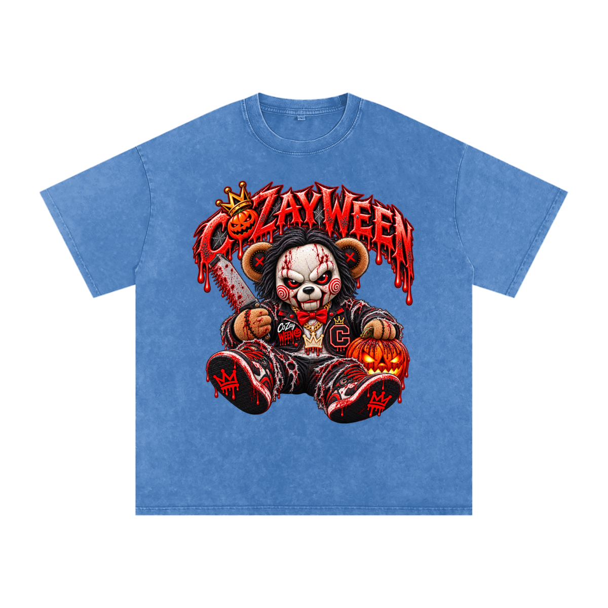 CoZayWeen Saw Snow Washed Oversized Cotton T-Shirt