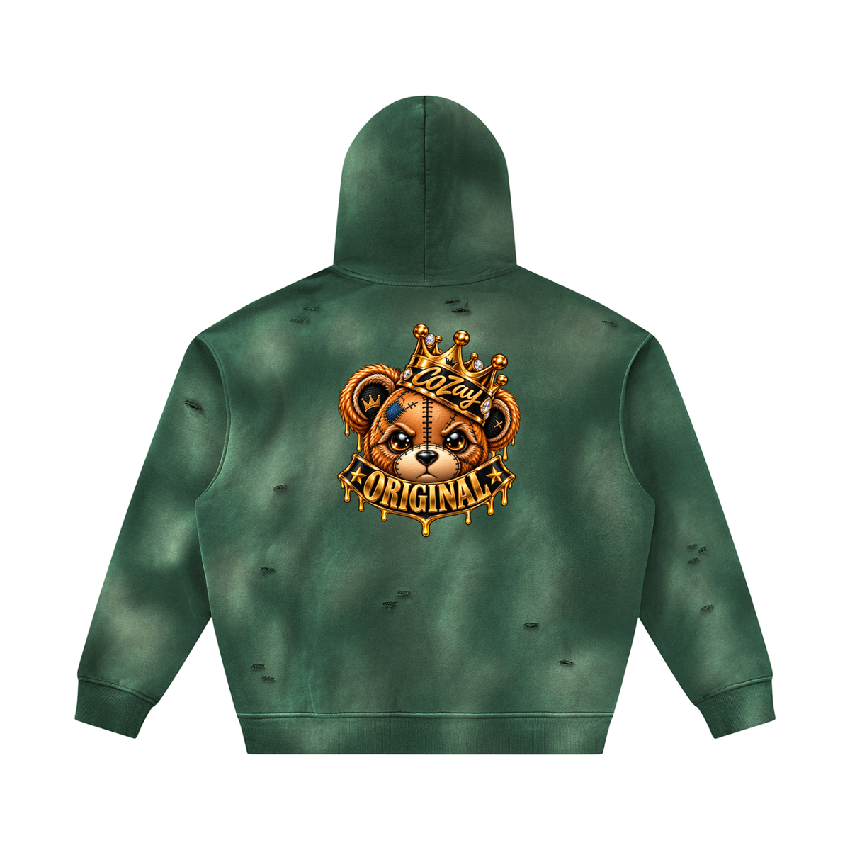 CoZay Original Bear Unisex Sunfade Frayed Fleece Hoodie