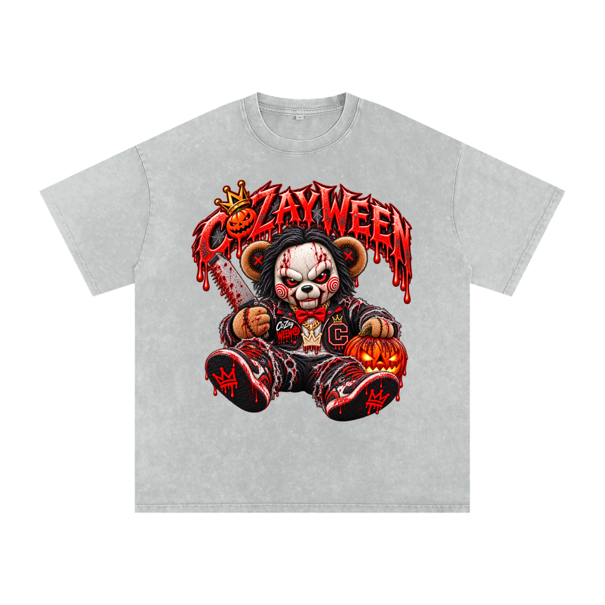 CoZayWeen Saw Snow Washed Oversized Cotton T-Shirt