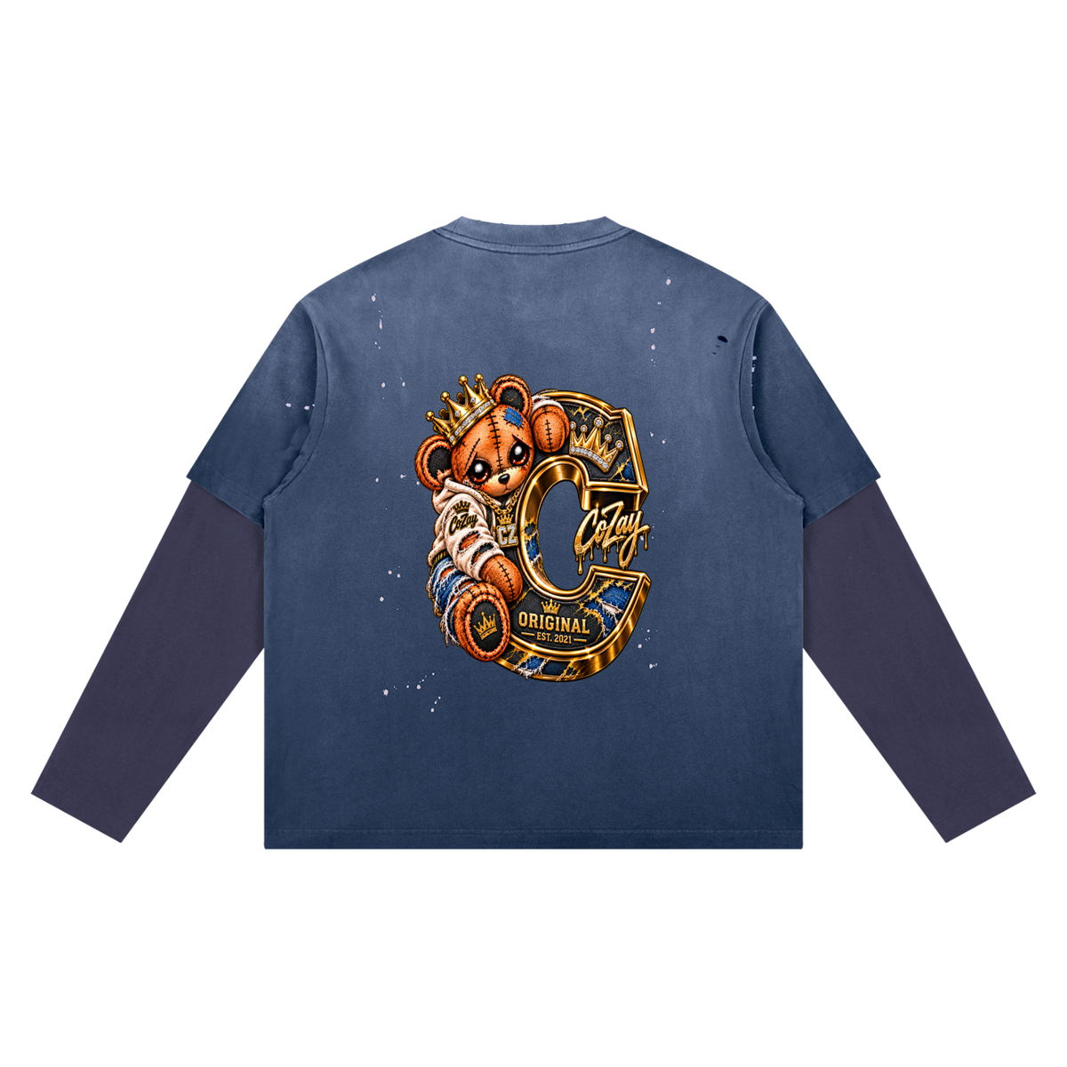 Cozay Original Unisex Vintage Wash Distressed Layer T-Shirt