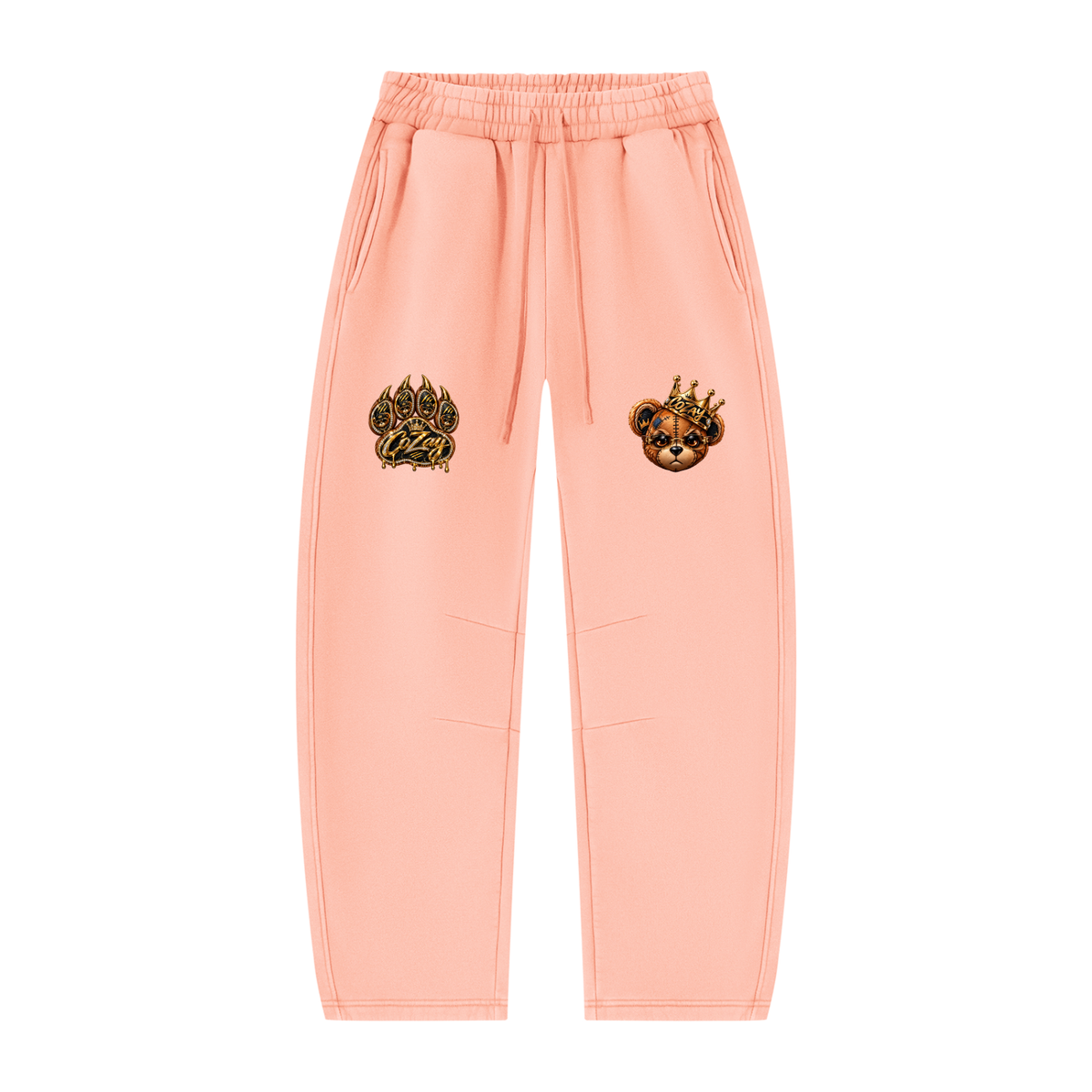 CoZay Cartier Bear Unisex Vintage Wash Barrel Leg Fleece Sweatpants