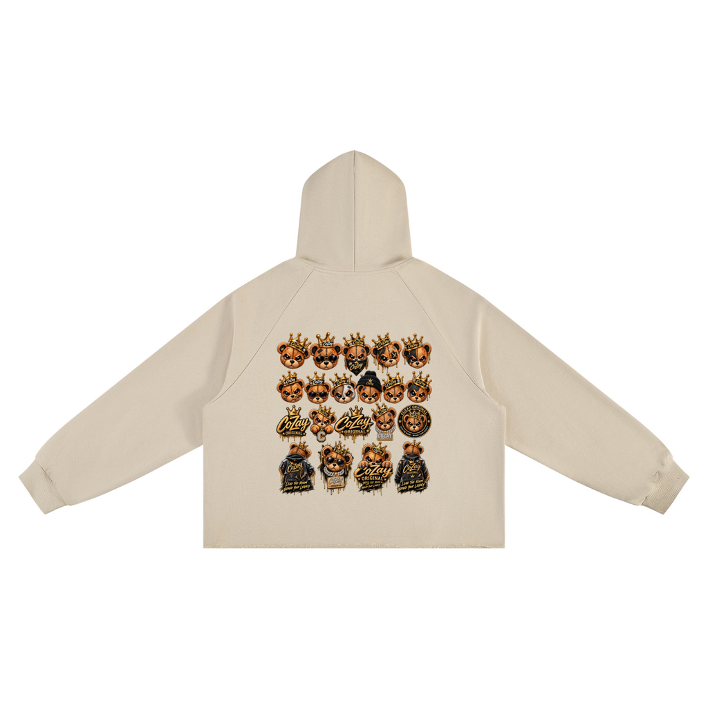 CoZay Original Bear Unisex Vintage Wash Raw Edge Boxy Hoodie